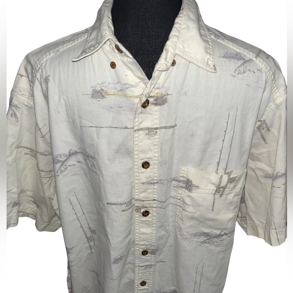 Woolrich Fish Print Button Shirt L - Picture 4 of 7